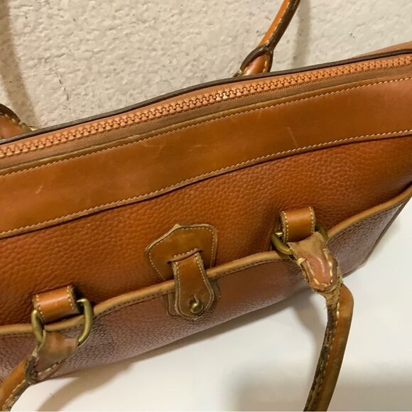 Vintage 1980’s Dooney & Bourke All-Weather Leather Satchel Purse British Tan - Picture 9 of 16